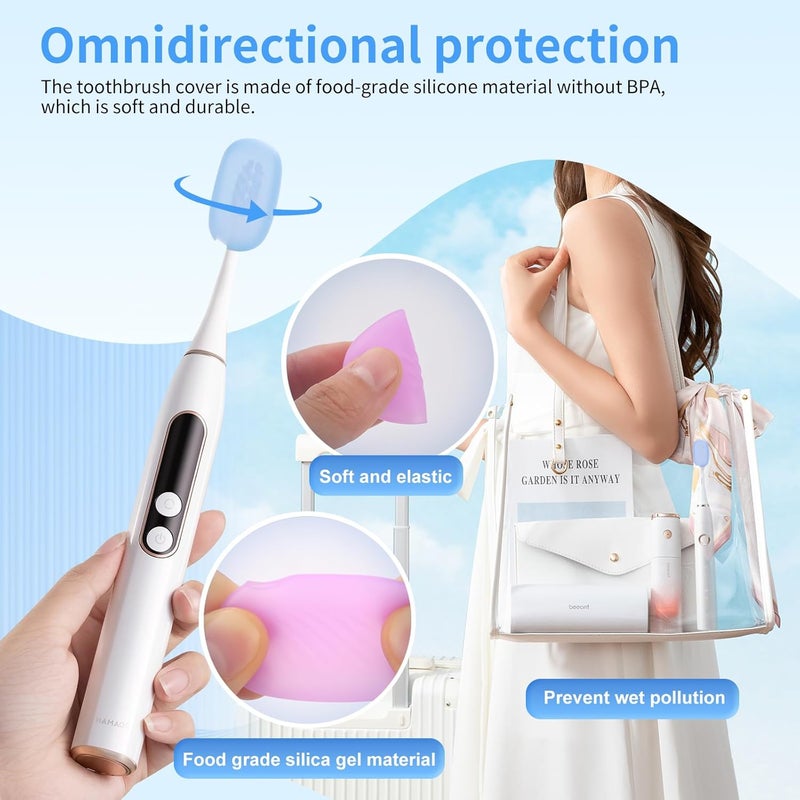 HEBEILF 6 Pcs Toothbrush Covers Toothbrush Covers Caps，Replaceable Electric Toothbrush Head Cover Silicone Toothbrush Protector Cap for Household Travel, Bathroom, Gym，Camping - Image 4